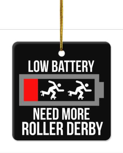 low battery need more roller derby black recharge stickers, magnet