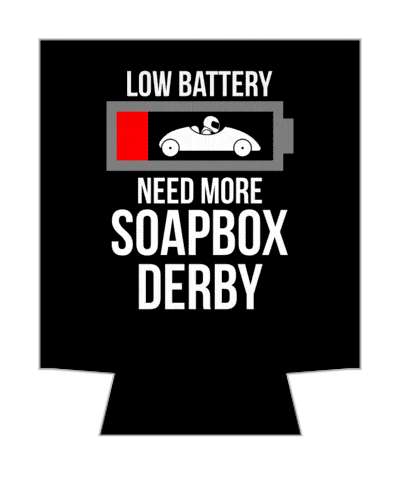 low battery need more soapbox derby black white stickers, magnet