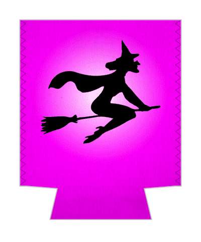 magenta witch broom silhouette flying stickers, magnet