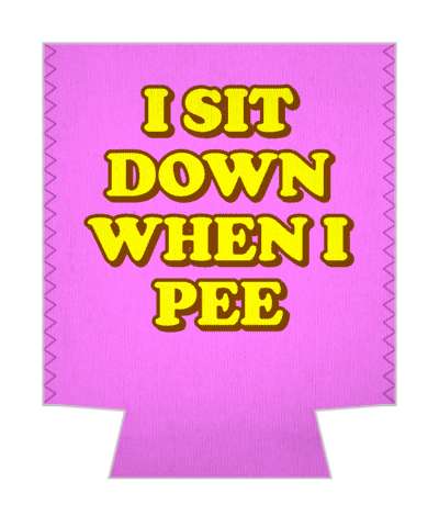 magenta yellow brown i sit down when i pee stickers, magnet