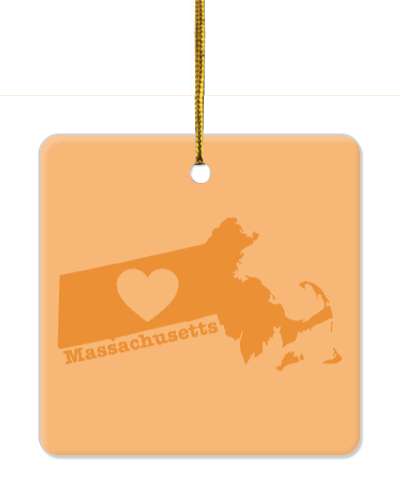 massachusetts state silhouette heart stickers, magnet