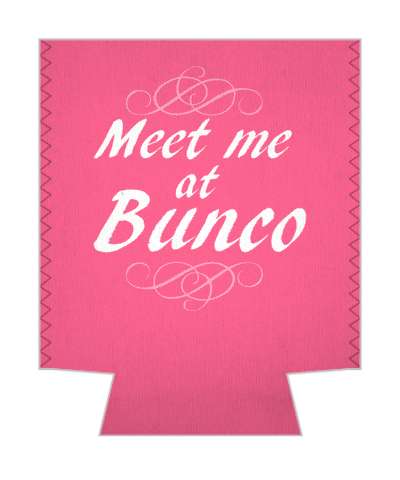 meet me at bunco fancy classic pink stickers, magnet