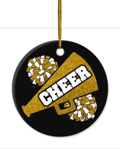 megaphone black cheer bullhorn pom poms cheerleader stickers, magnet