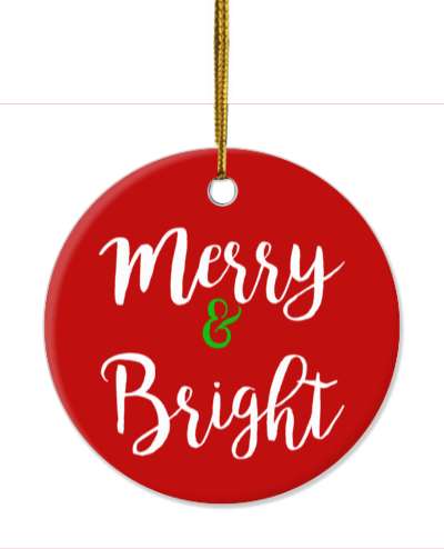 merry and bright cursive christmas xmas stickers, magnet
