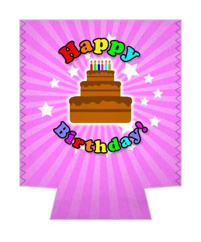 multicolor letters happy birthday candles cake magenta rays stickers, magnet