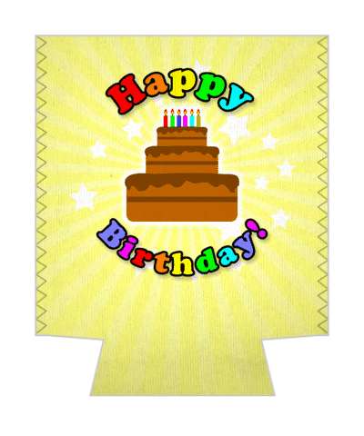 multicolor letters happy birthday candles cake yellow stickers, magnet