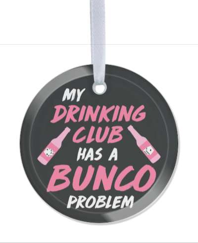 my drinking club has a bunco problem dice funny joke pink bottles stickers, magnet