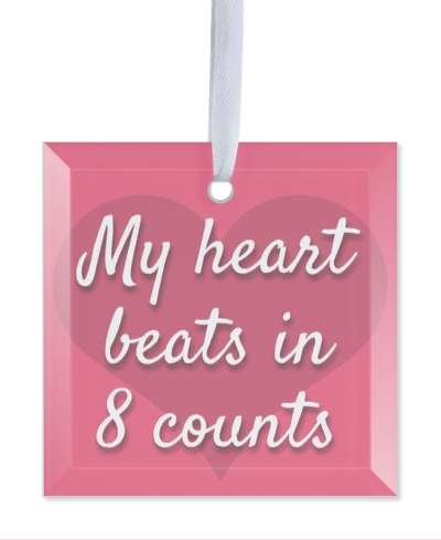 my heart beats in eight counts cursive stickers, magnet