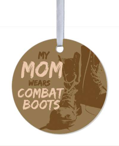 my mom wears combat boots brown stickers, magnet