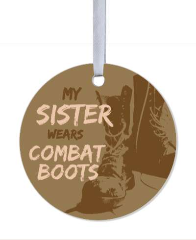 my sister wears combat boots brown stickers, magnet