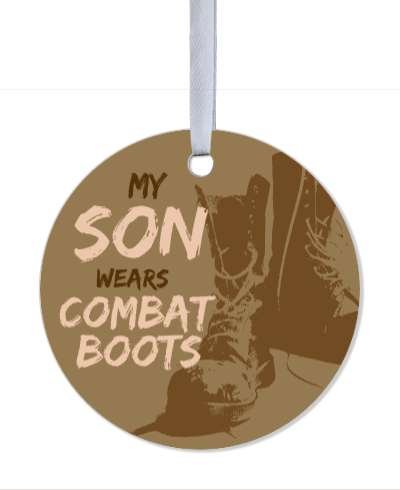 my son wears combat boots brown stickers, magnet
