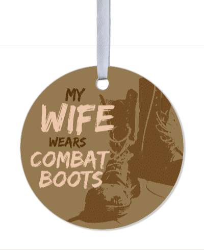 my wife wears combat boots brown stickers, magnet