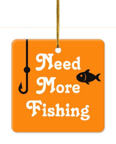 need more fishing hook fish silhouette orange black white stickers, magnet