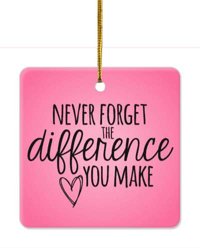 never forget the difference you make teacher pink gradient heart stickers, magnet