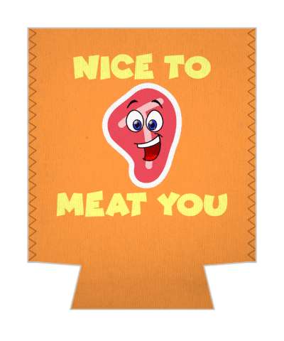 nice to meat you smile face steak pun stickers, magnet