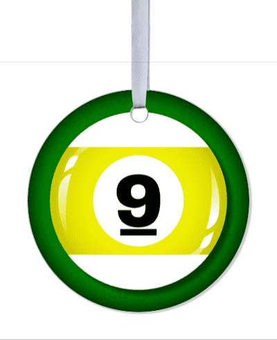 nine yellow stripe pool ball stickers, magnet