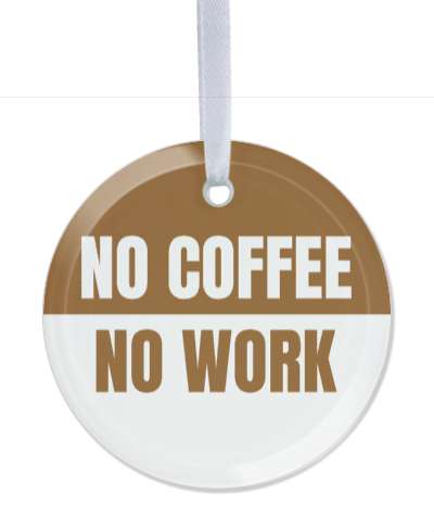 no coffee no work brown white stickers, magnet