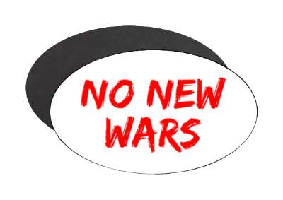 no new wars protest peace red paint white stickers, magnet