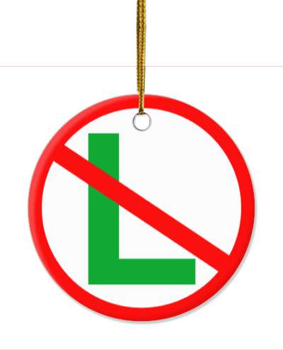 noel wordplay red slash no letter l funny christmas riddle stickers, magnet