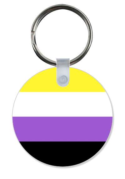 nonbinary pride flag lgbt key circle stickers, magnet
