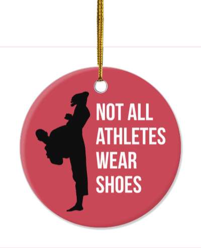 not all athletes wear shoes silhouette kicking red white black stickers, magnet