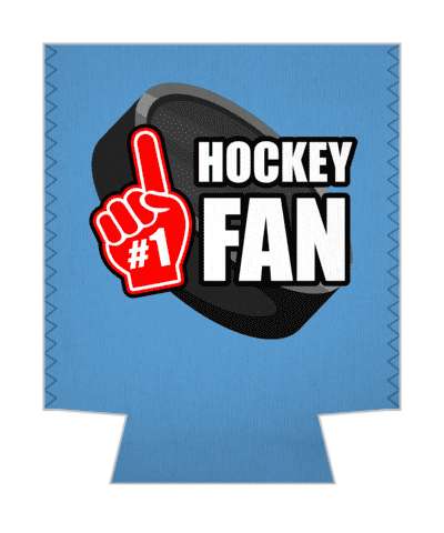 number one hockey fan red pointing finger puck stickers, magnet