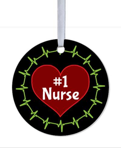 number one nurse heart beat circle black green stickers, magnet