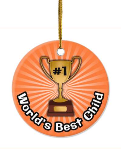 number one trophy worlds best child stickers, magnet