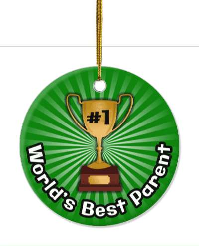 number one trophy worlds best parent stickers, magnet