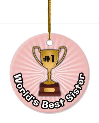number one trophy worlds best sister stickers, magnet