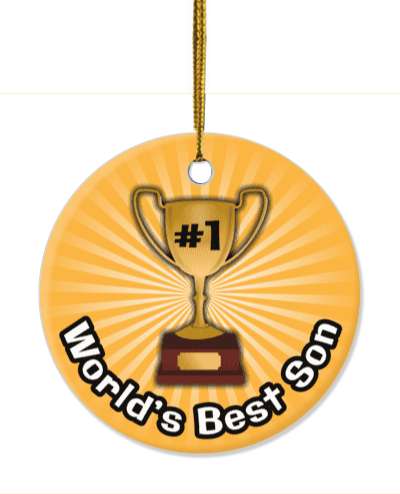 number one trophy worlds best son stickers, magnet