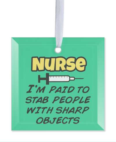 nurse im paid to stab people with sharp objects syringe funny green stickers, magnet