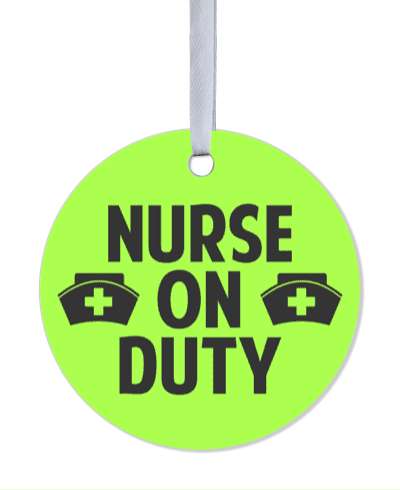 nurse on duty cap bright yellow green stickers, magnet