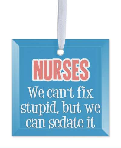 nurses we cant fix stupid but we can sedate it blue funny stickers, magnet