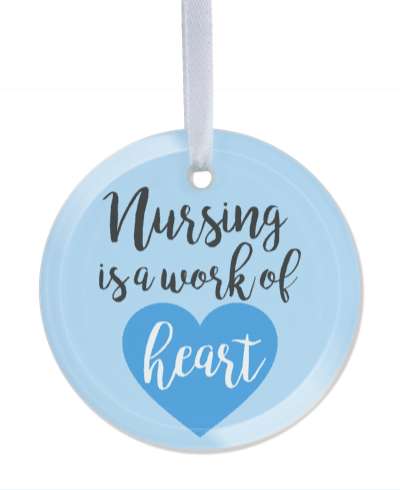 nursing is a work of heart wordplay art blue stickers, magnet
