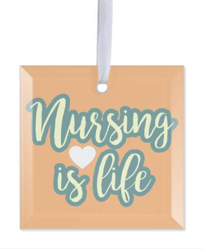 nursing is life white heart orange stickers, magnet