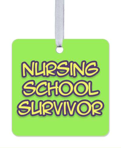 nursing school survivor green yellow stickers, magnet