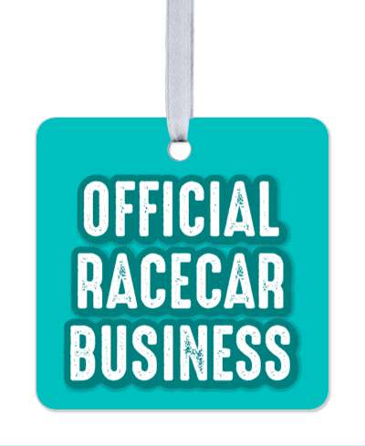 official car racing business teal stamped style stickers, magnet