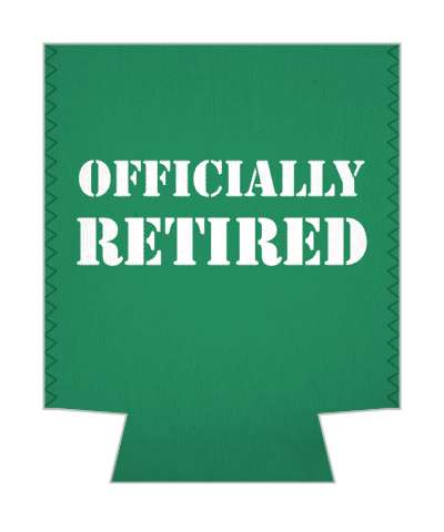 officially retired green funny retirement stencil stickers, magnet