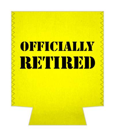 officially retired yellow funny retirement stencil stickers, magnet