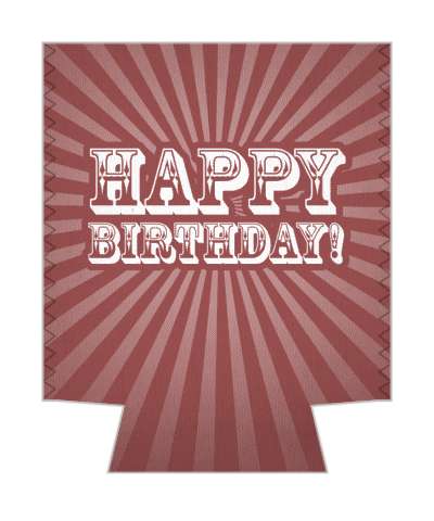 old time red rays white happy birthday fancy stickers, magnet