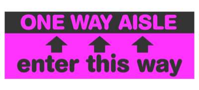 one way aisle enter this way arrow up magenta floor sticker