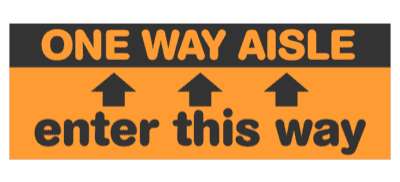 one way aisle enter this way arrow up orange floor sticker