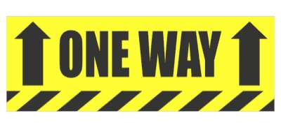 one way arrow up lines yellow floor sticker