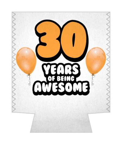 orange balloons 30 years of being awesome 30th birthday stickers, magnet
