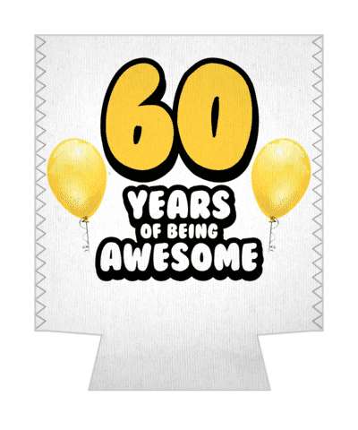 orange balloons 60 years of being awesome 60th birthday stickers, magnet