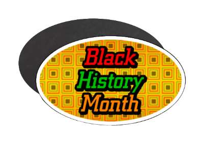 orange black history month stylized square patterns stickers, magnet