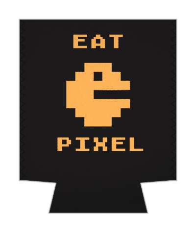 orange black pixels pac man eat pixel funny stickers, magnet