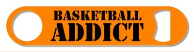 orange black stencil basketball addict fan stickers, magnet