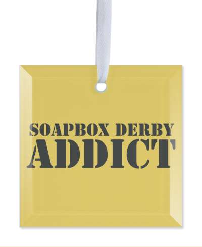 orange black stencil soapbox derby addict stickers, magnet